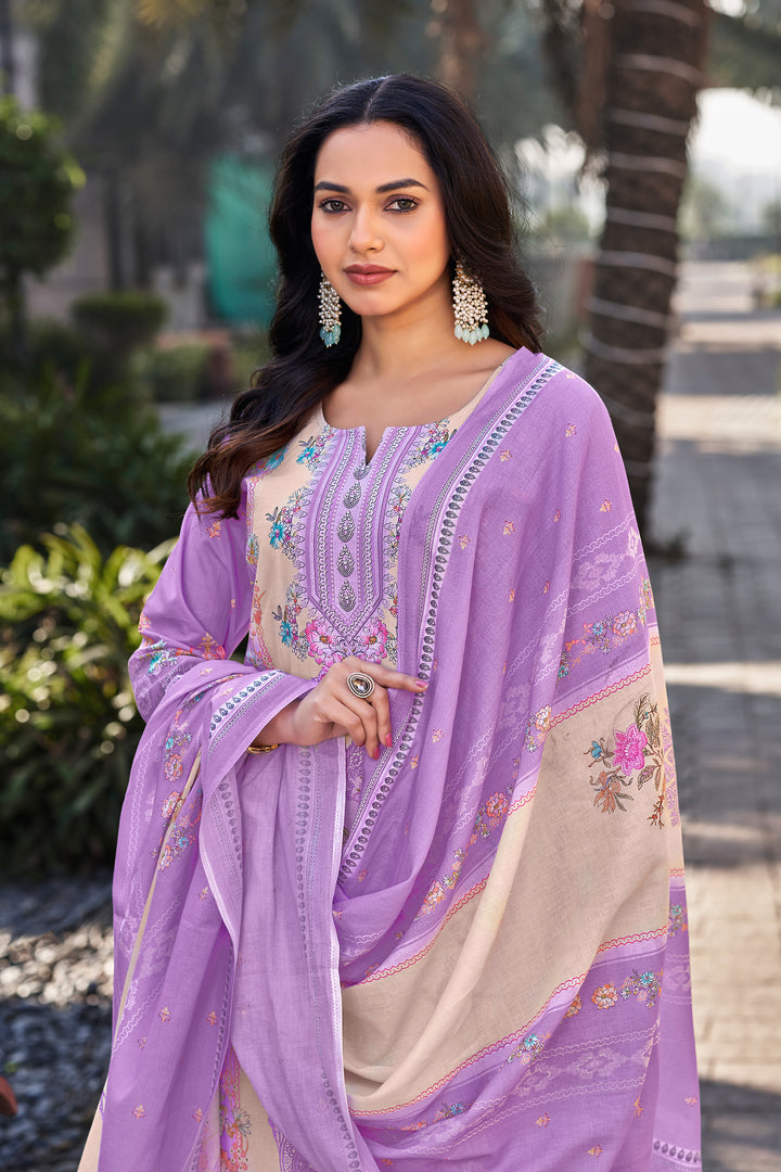 Lavender Pure Italian Lawn Digital Print Palazzo Salwar Suit