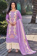 Load image into Gallery viewer, Lavender Pure Italian Lawn Digital Print Palazzo Salwar Suit
