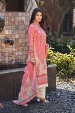 Load image into Gallery viewer, Pink Color  Pure Italian Lawn Digital Print Palazzo Suit
