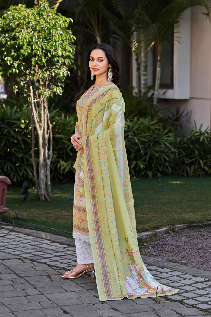 Olive Pure Italian Lawn Digital Print Palazzo Dress