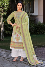 Load image into Gallery viewer, Olive Pure Italian Lawn Digital Print Palazzo Dress
