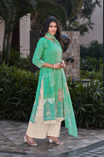 Load image into Gallery viewer, Pure Italian Lawn Digital Print Palazzo Salwar Suit In Sea Green Color
