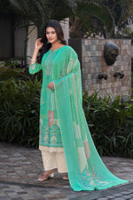 Load image into Gallery viewer, Pure Italian Lawn Digital Print Palazzo Salwar Suit In Sea Green Color
