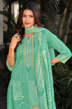 Load image into Gallery viewer, Pure Italian Lawn Digital Print Palazzo Salwar Suit In Sea Green Color
