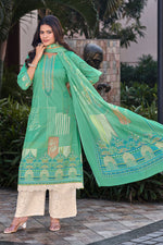 Load image into Gallery viewer, Pure Italian Lawn Digital Print Palazzo Salwar Suit In Sea Green Color

