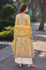 Load image into Gallery viewer, Yellow Pure Italian Lawn Digital Printed Palazzo Suit
