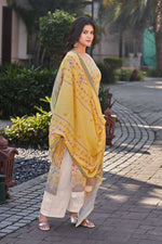 Load image into Gallery viewer, Yellow Pure Italian Lawn Digital Printed Palazzo Suit

