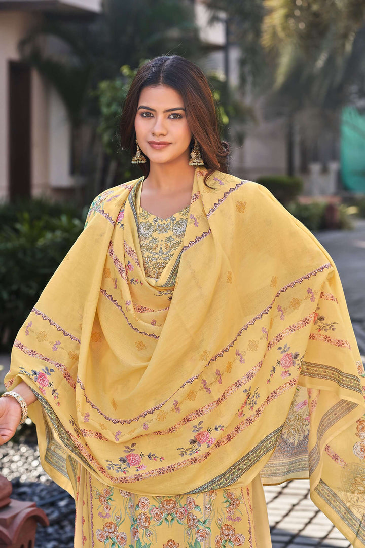 Yellow Pure Italian Lawn Digital Printed Palazzo Suit