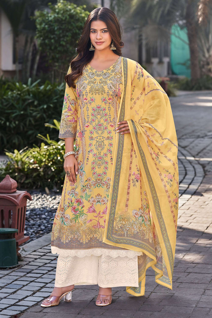 Yellow Pure Italian Lawn Digital Printed Palazzo Suit