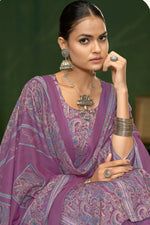 Load image into Gallery viewer, Purple Color Jaam Satin Digital Print Casual Palazzo Salwar Kameez
