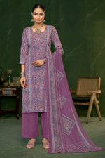 Load image into Gallery viewer, Purple Color Jaam Satin Digital Print Casual Palazzo Salwar Kameez
