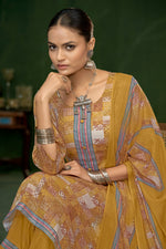 Load image into Gallery viewer, Mustard Color Jaam Satin Digital Print Casual Suit

