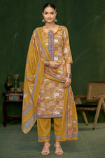 Load image into Gallery viewer, Mustard Color Jaam Satin Digital Print Casual Suit
