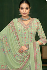 Load image into Gallery viewer, Jaam Satin Digital Print Casual Salwar Suit In Sea Green Color
