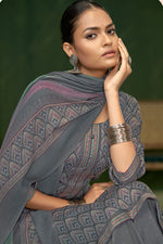 Load image into Gallery viewer, Gray Jaam Satin Digital Print Casual Palazzo Suit
