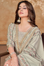 Load image into Gallery viewer, Beige Jaam Satin Digital Print Casual Suit
