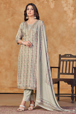 Load image into Gallery viewer, Beige Jaam Satin Digital Print Casual Suit
