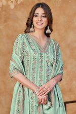 Load image into Gallery viewer, Jaam Satin Digital Print Casual Dress In Light Cyan Color
