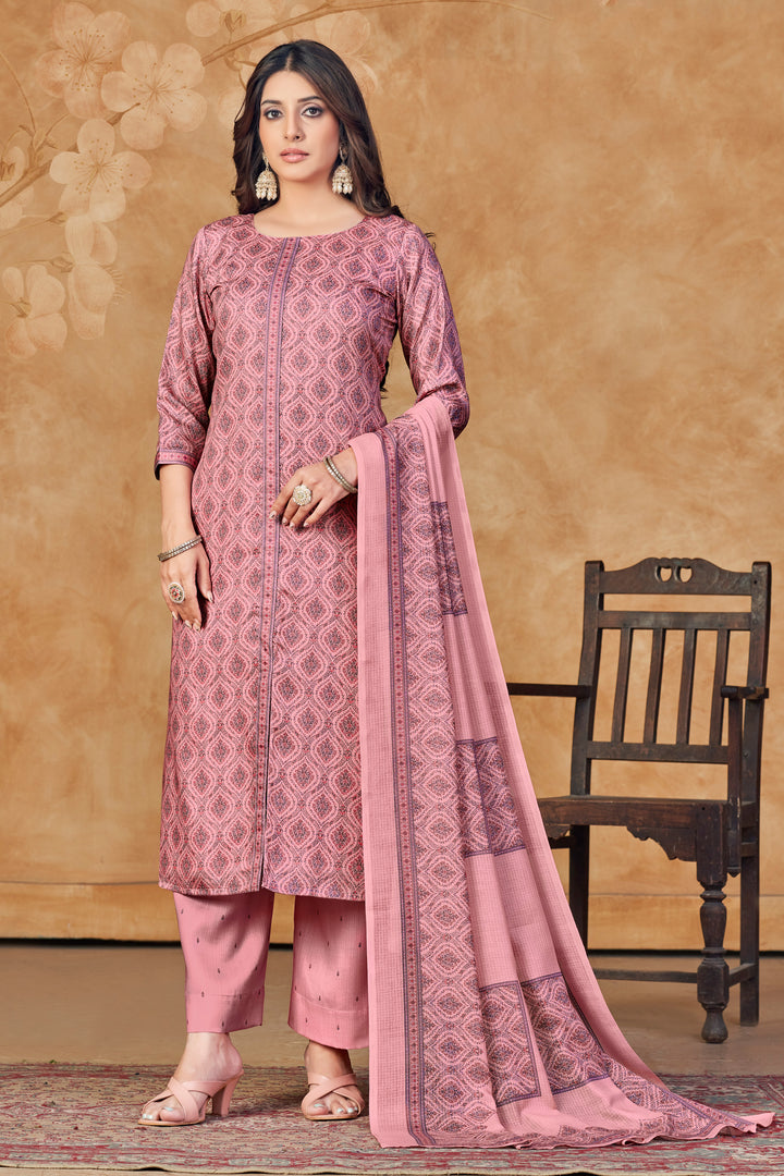 Jaam Satin Digital Print Pink Casual Salwar Kameez