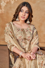 Load image into Gallery viewer, Jaam Satin Digital Print Casual Suit In Light Brown Color
