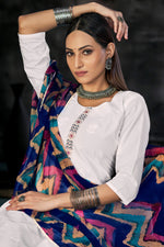 Load image into Gallery viewer, White Pure Italian Lawn Lucknowi Embroidery Work Straight Cut Salwar Suit
