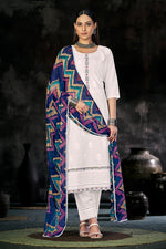 Load image into Gallery viewer, White Pure Italian Lawn Lucknowi Embroidery Work Straight Cut Salwar Suit
