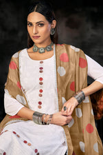 Load image into Gallery viewer, White Color Pure Italian Lawn Lucknowi Embroidery Work Straight Cut Suit
