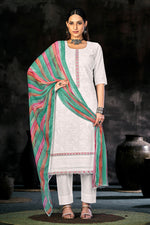 Load image into Gallery viewer, Pure Italian Lawn Lucknowi Embroidery Work White Suit
