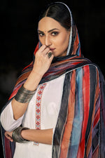 Load image into Gallery viewer, White Pure Italian Lawn Lucknowi Embroidery Work Dress
